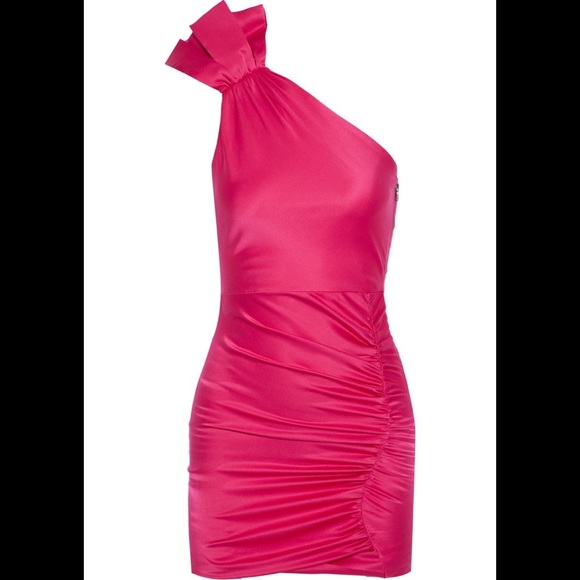 Alice + Olivia hot pink silk satin dress - Picture 3 of 7